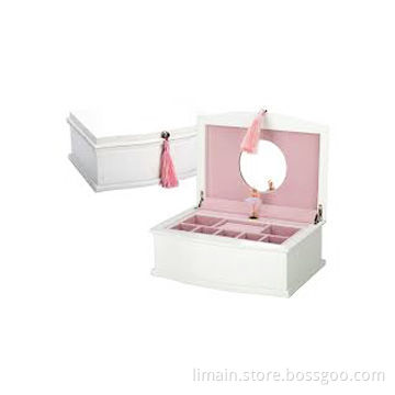 White Wood Ballerina Jewelry Box